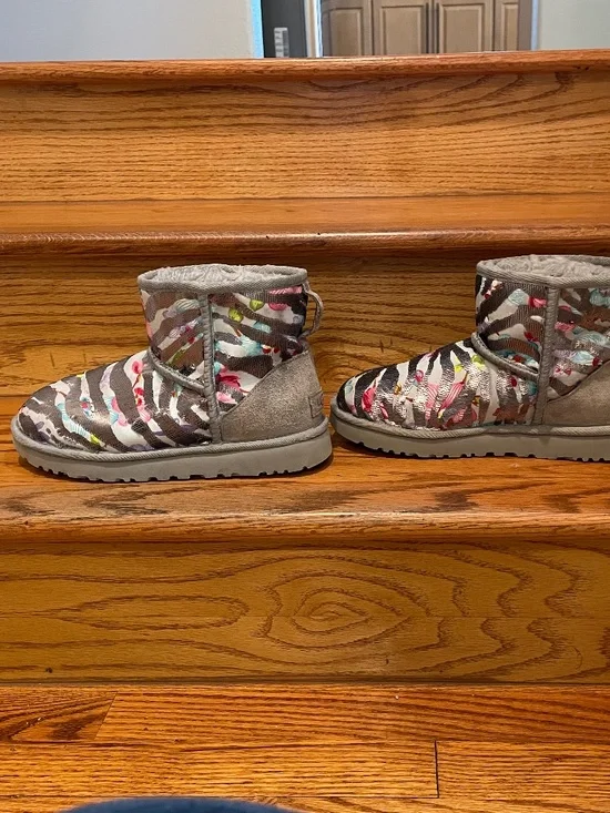 UGG Classic Mini Tiger Flower Sequin Boots - 8 - Picture 2 of 7